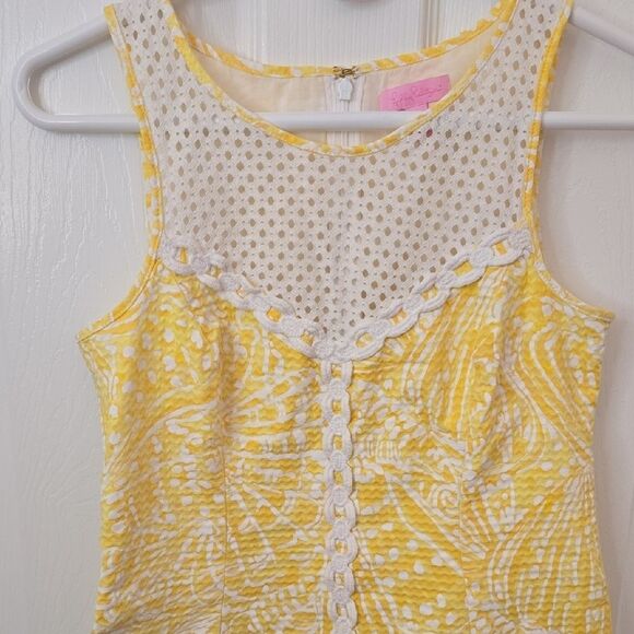 Lilly Pulitzer Yellow and White Dress with Lace Accents - Picture 7 of 7